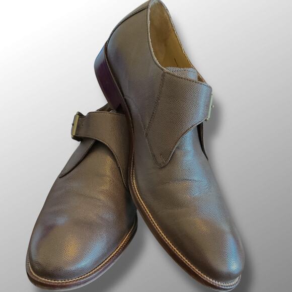 Men's 11.5 M COLE HAAN Classic Single Monk Strap Brown Pebbled Leather Shoes EUC - Picture 10 of 10